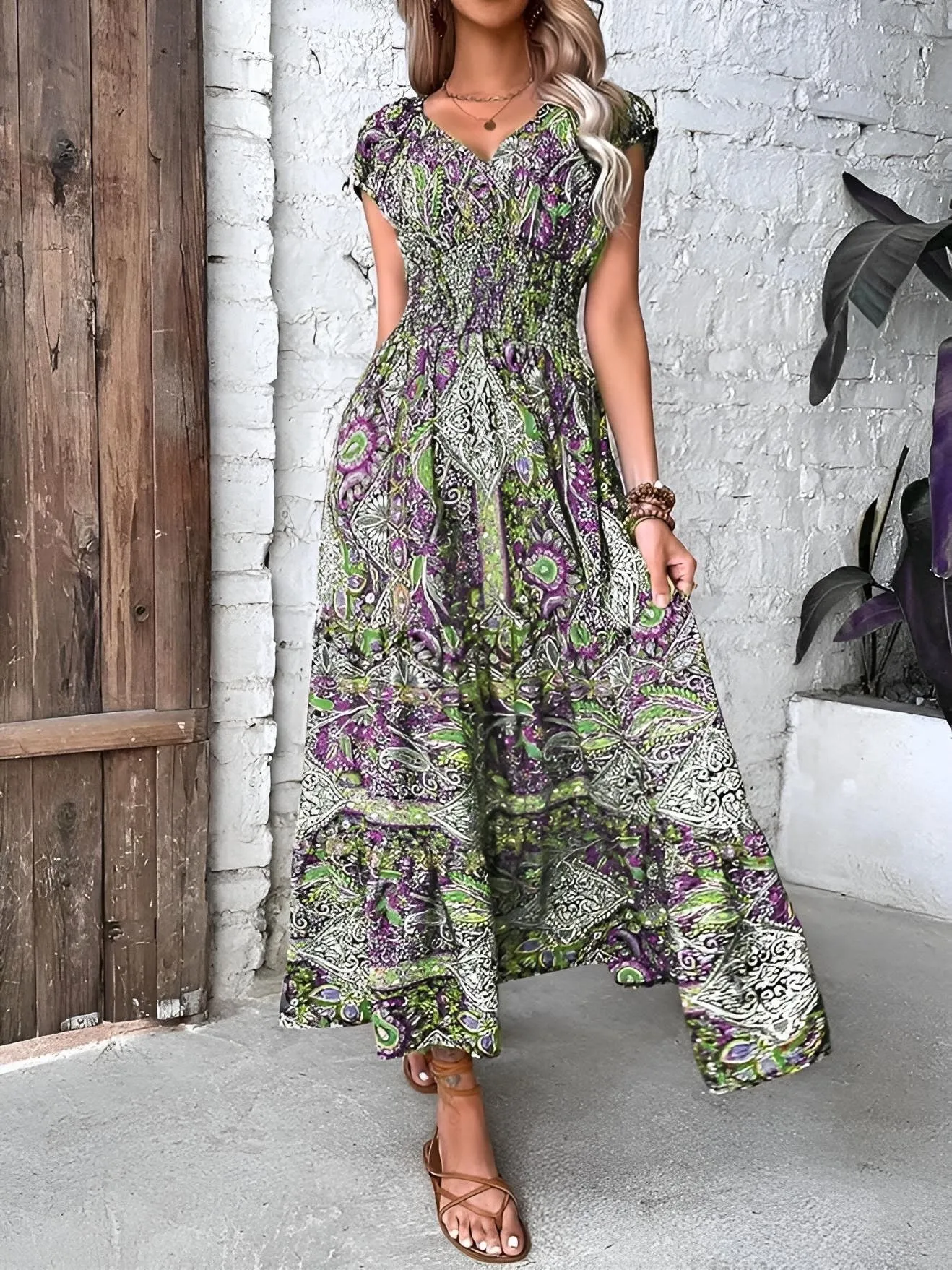 Paisley Print Boho Maxi Dress