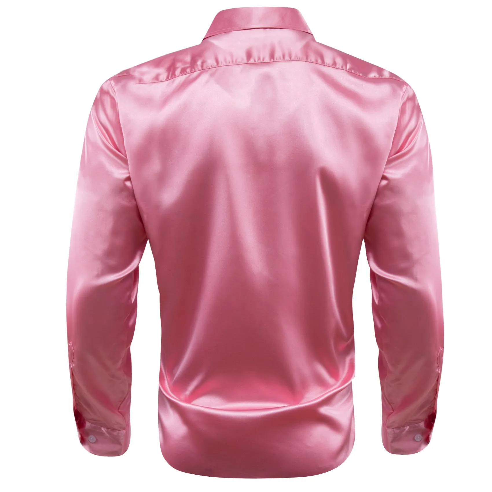 PaleVioletRed Solid Silk Men's Long Sleeve Shirt