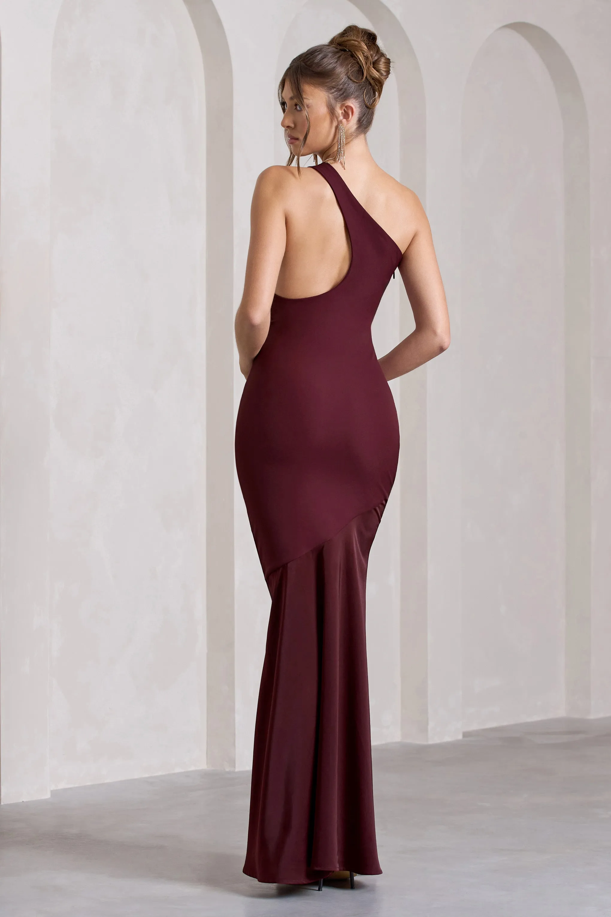 Passion | Plum One Shoulder Cut-Out Fishtail Maxi Dress