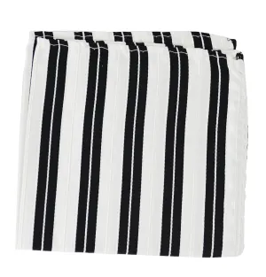 Paul Malone Black and White Striped Silk Pocket Square