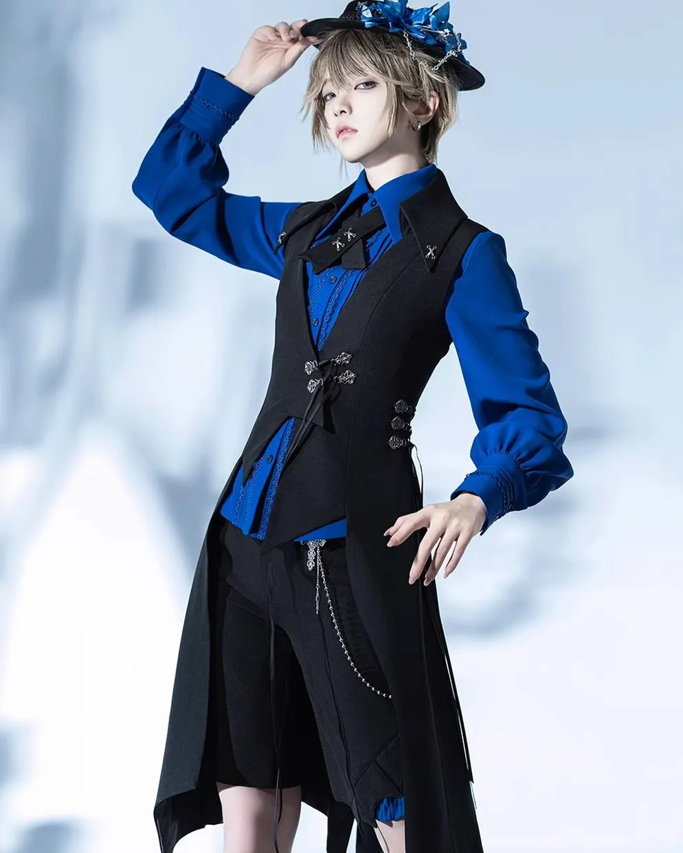 Princess Chronicles~Crimson Ash Zero~Ouji Lolita Vest Handsome Slim Long Black Vest