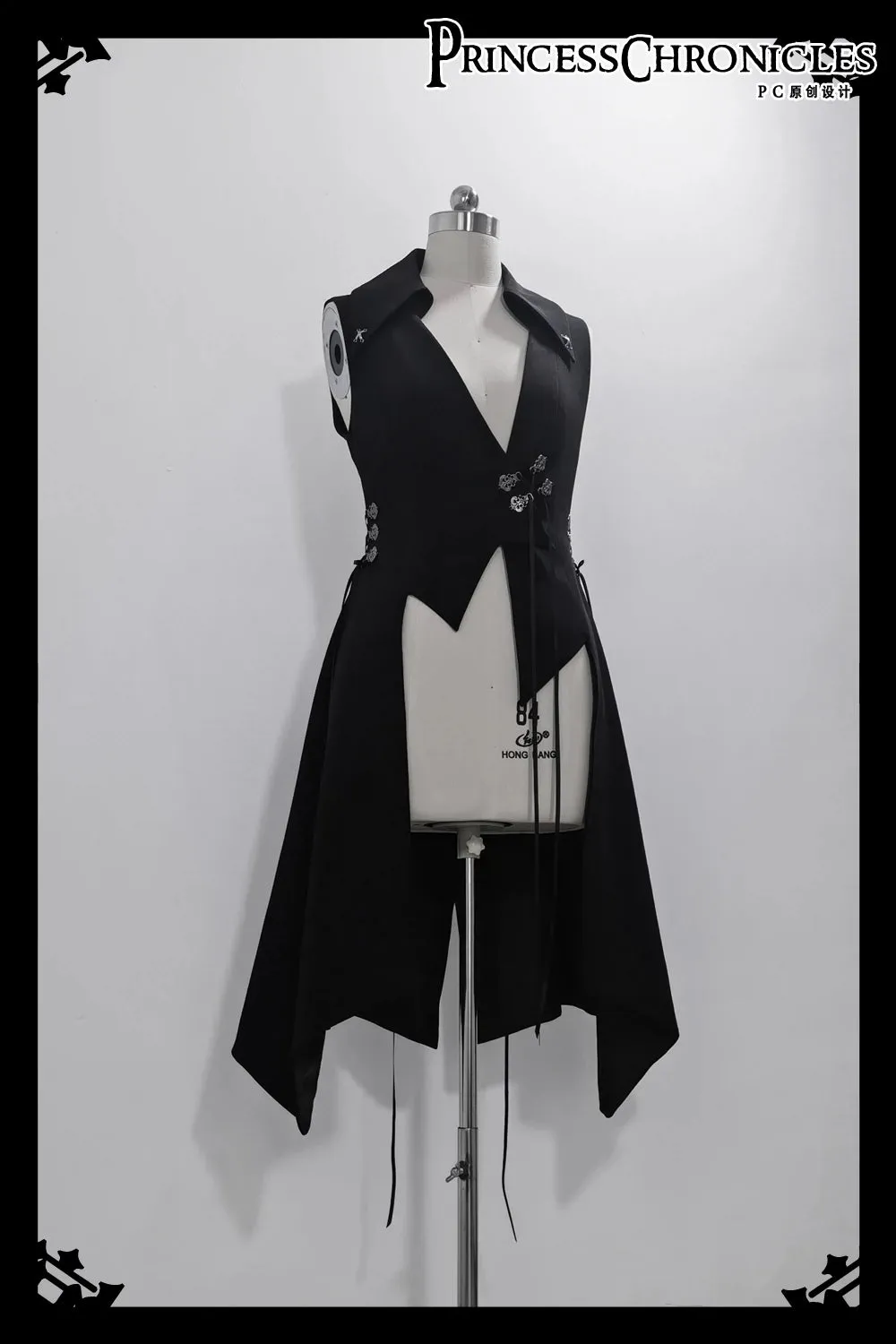 Princess Chronicles~Crimson Ash Zero~Ouji Lolita Vest Handsome Slim Long Black Vest