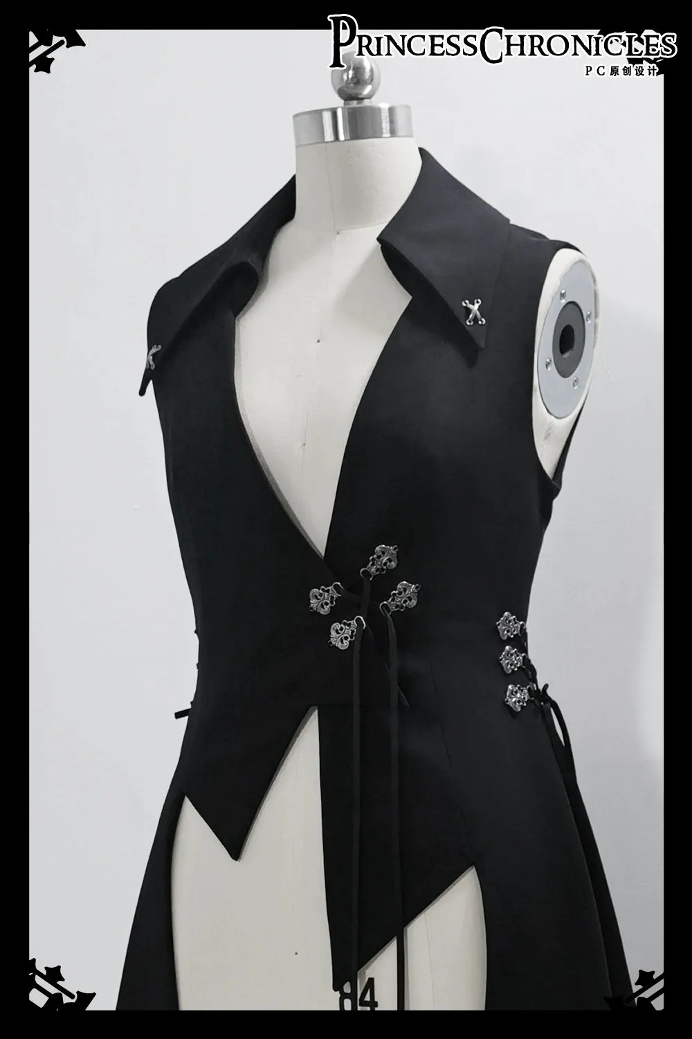 Princess Chronicles~Crimson Ash Zero~Ouji Lolita Vest Handsome Slim Long Black Vest