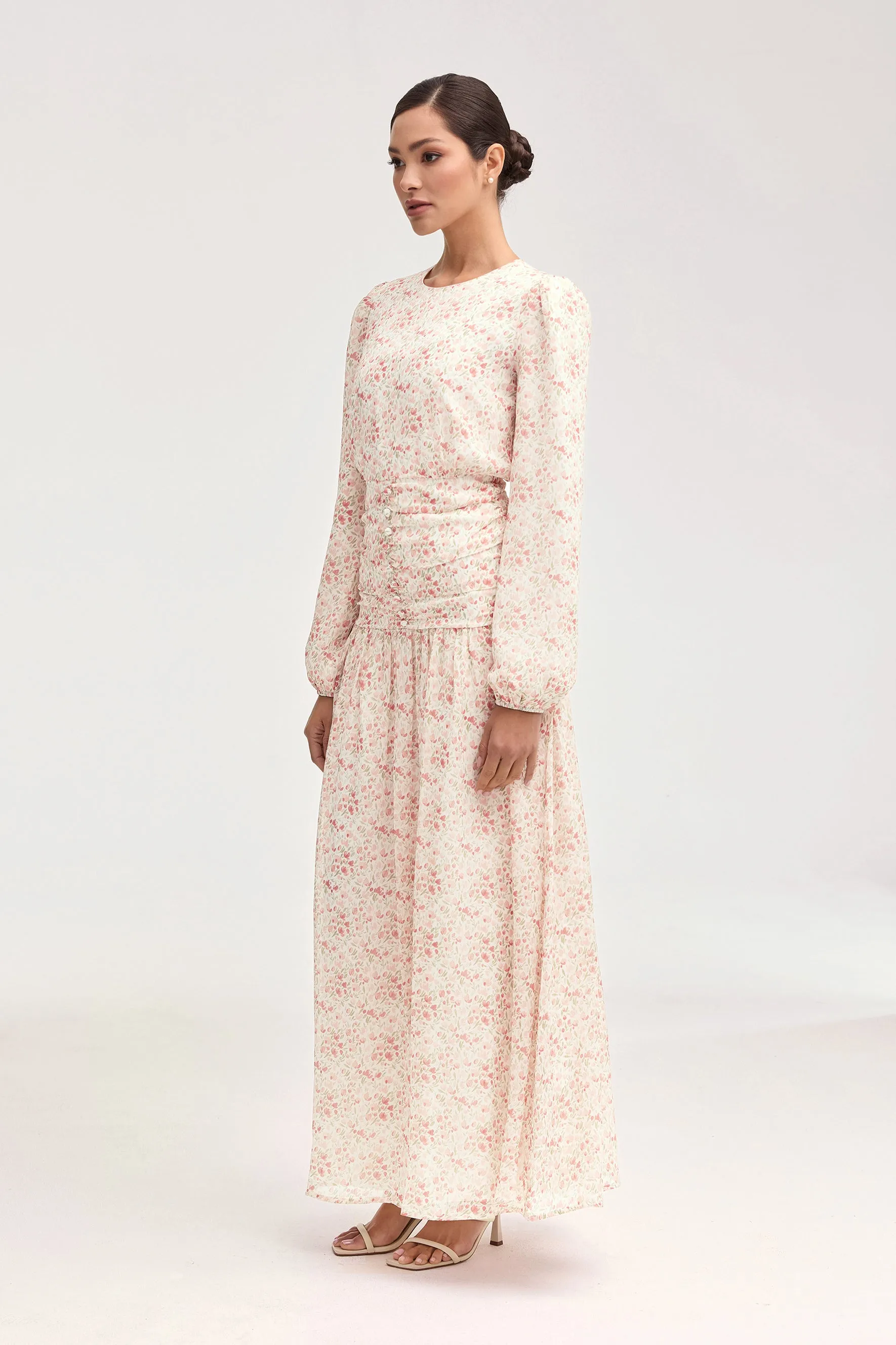 Randa Rouched Maxi Dress - Rose Floral