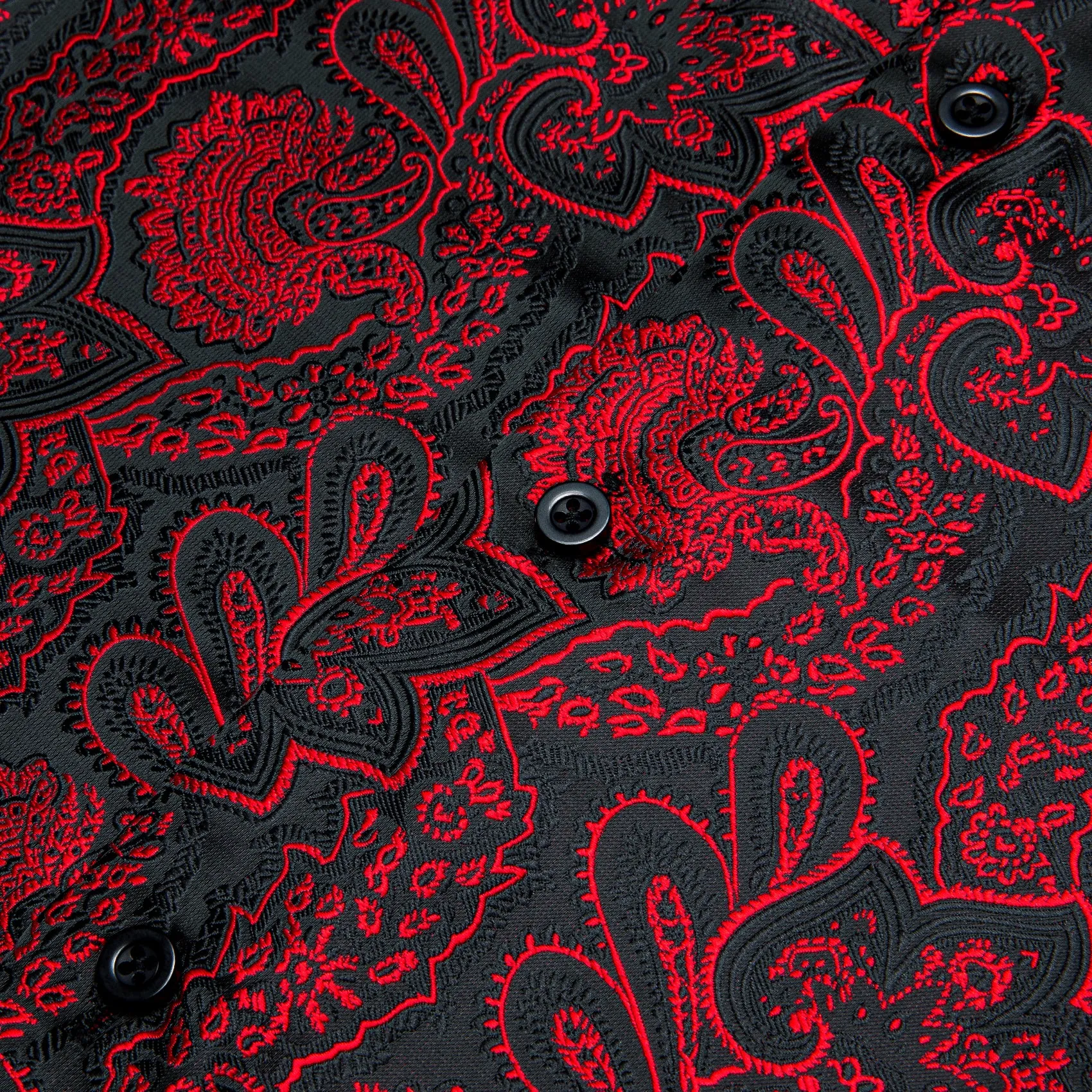 Red Black Paisley Men's Long Sleeve Shirt