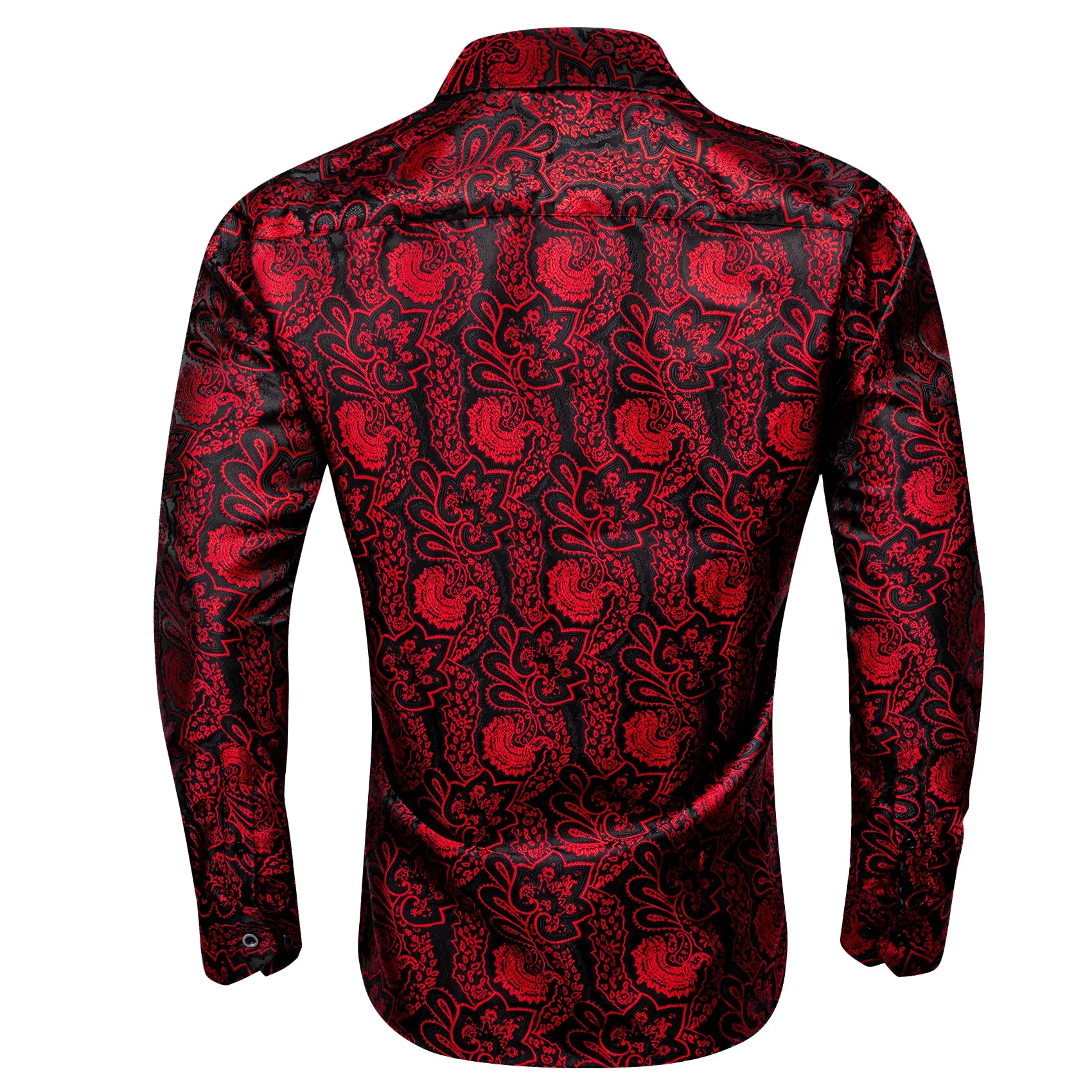 Red Black Paisley Men's Long Sleeve Shirt