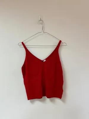 Red knitted vest, H&M, Size 10 (Viscose, Polyamide, Acrylic)