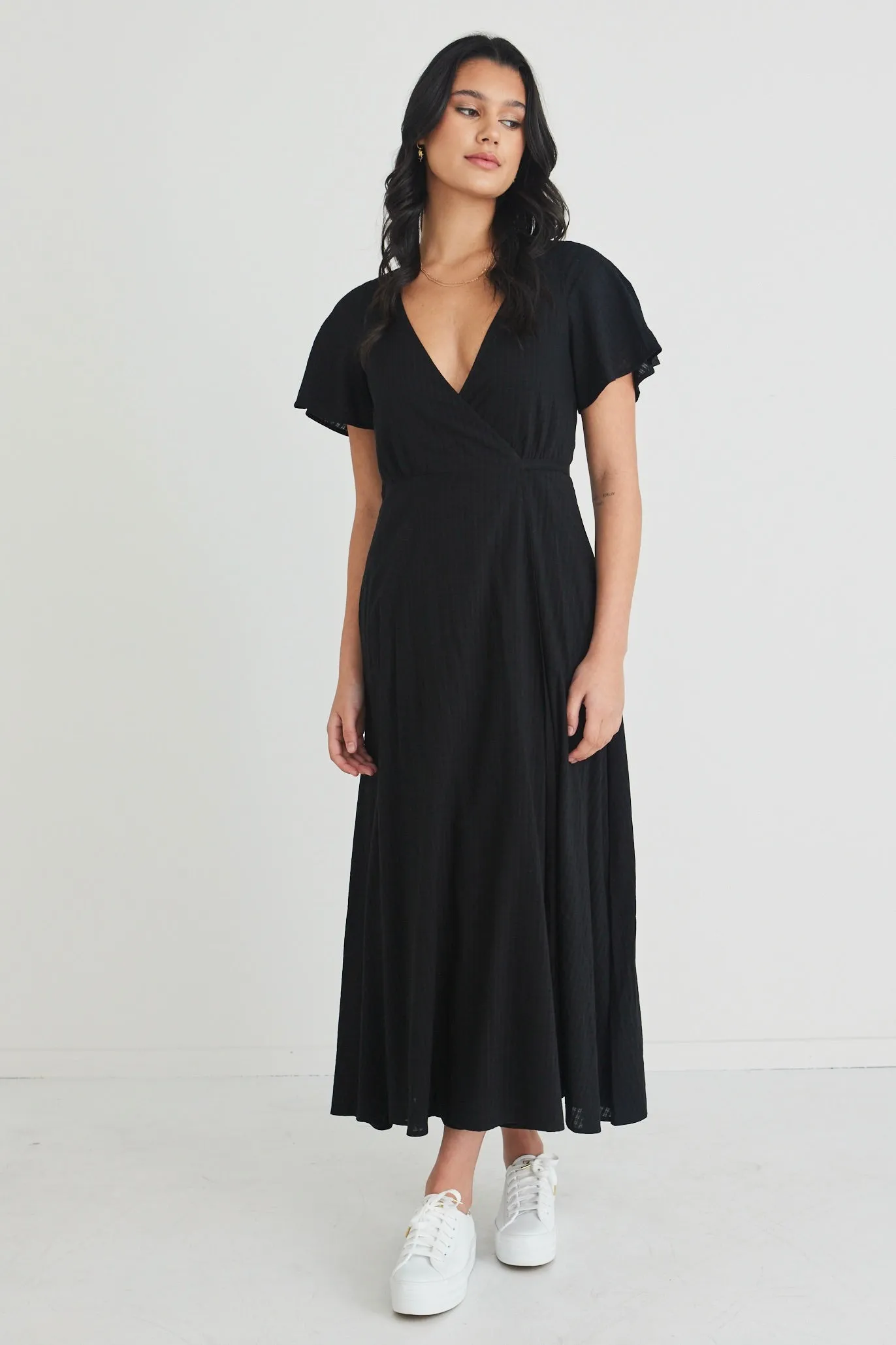 Resonance Black Ss Wrap Maxi Dress