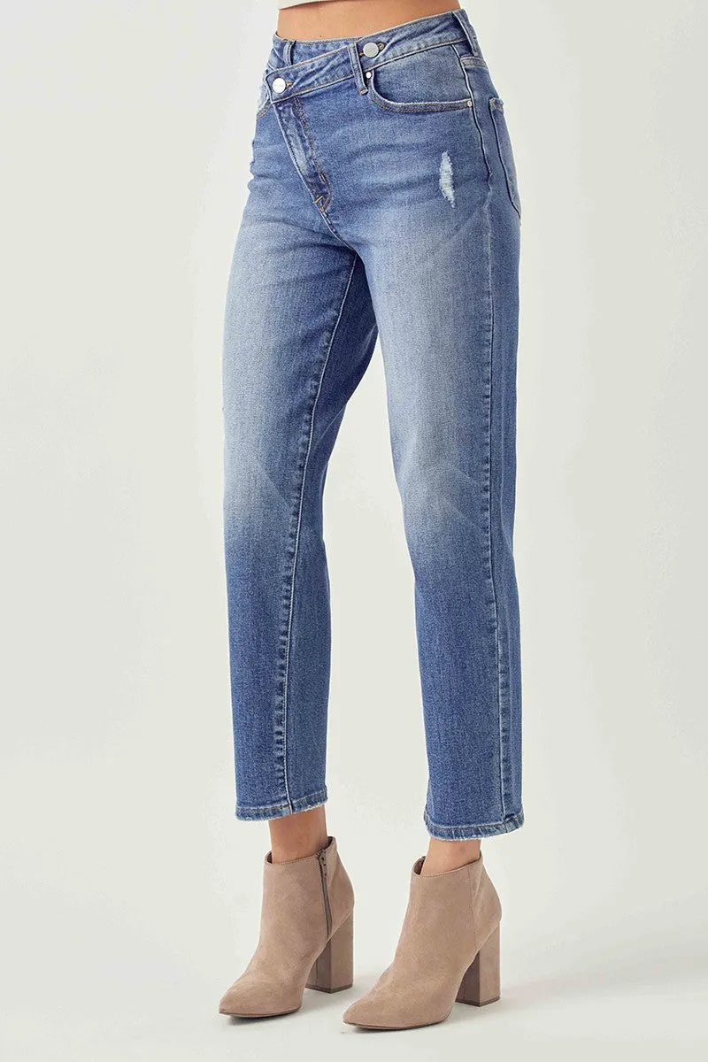 Risen Jeans - High Rise Crossover Tapered Jeans - RDP5060