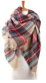 Scarfs - Plaid Blanket Scarfs - Red Plaid