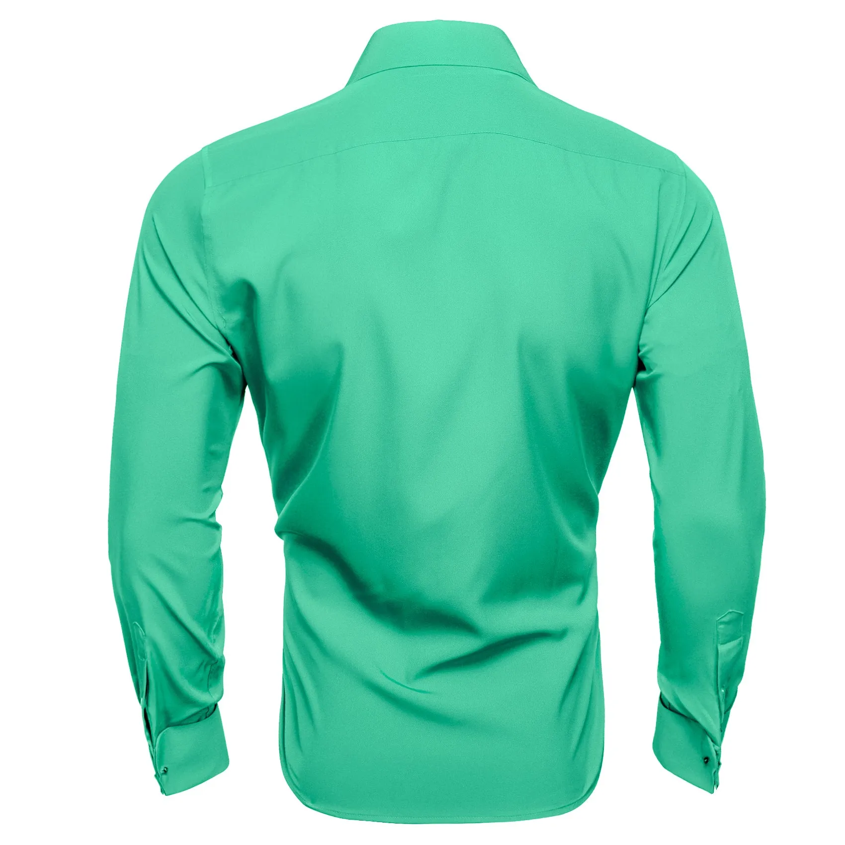 Sea Green Solid Woven Men's Long Sleeve Shirt