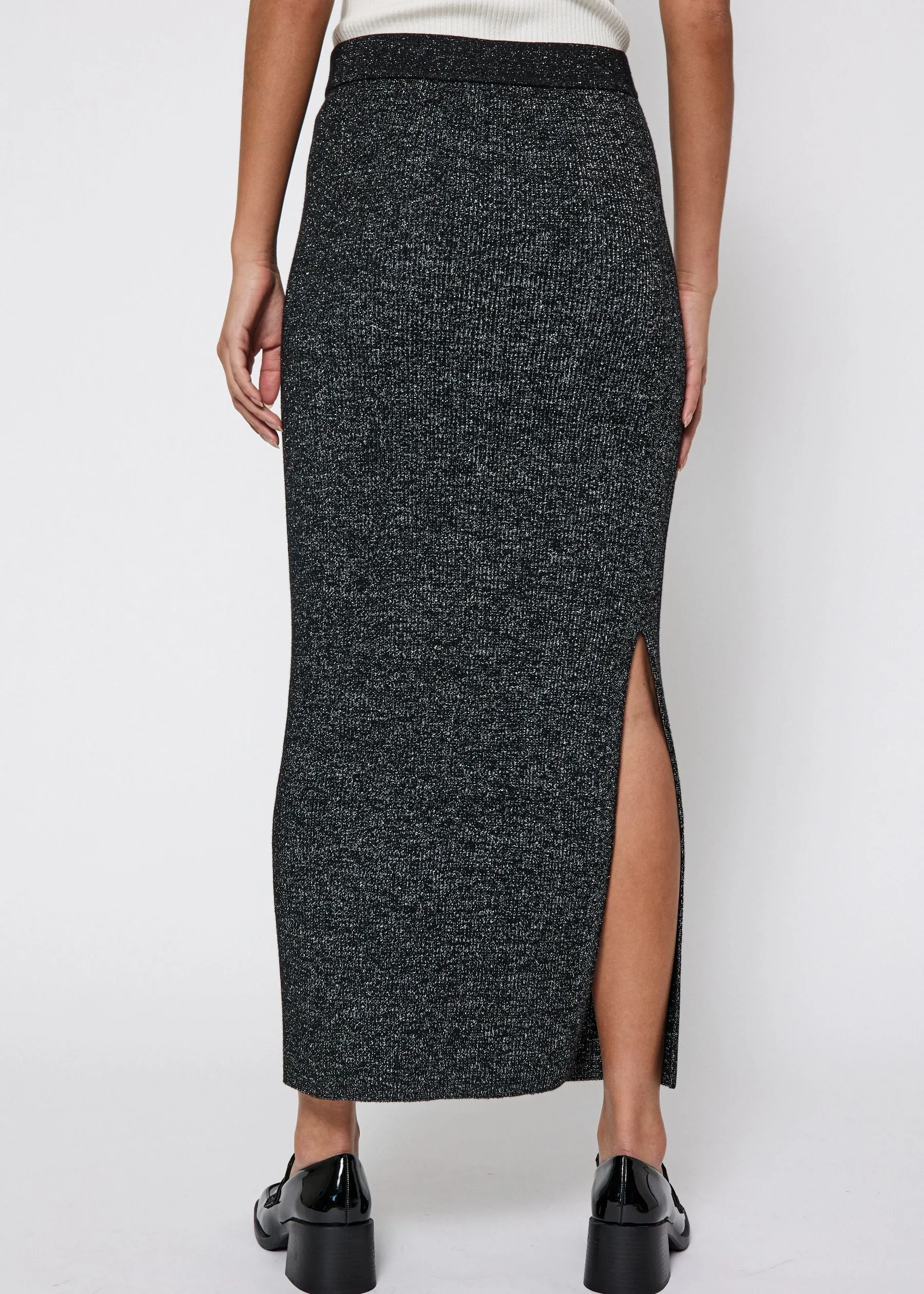 Sherry Metallic knit skirt - Black w. Silver lurex