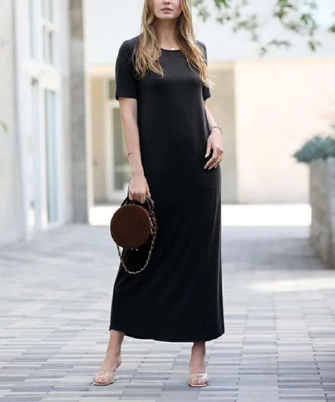 Short Sleeve Scoop Neck Maxi Dress