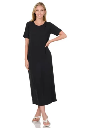 Short Sleeve Scoop Neck Maxi Dress