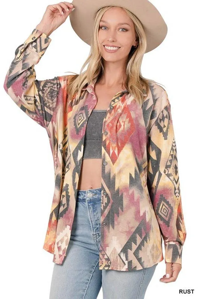 Soft French Terry Aztec Shacket