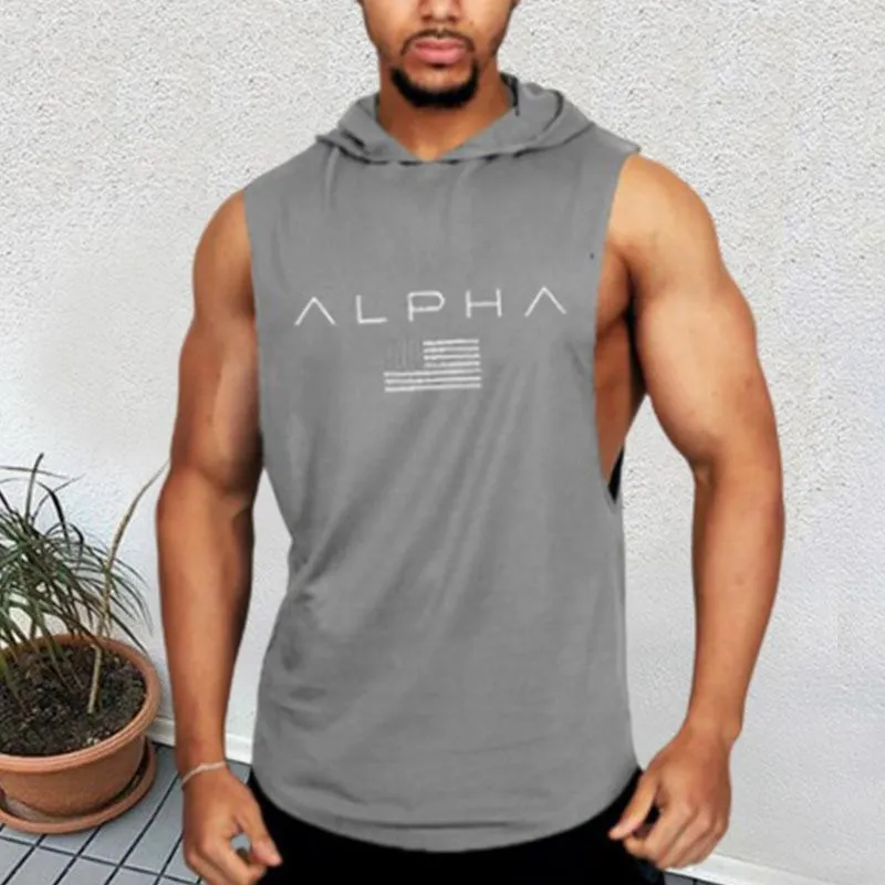 Sports Hooded Vest Men's Tops