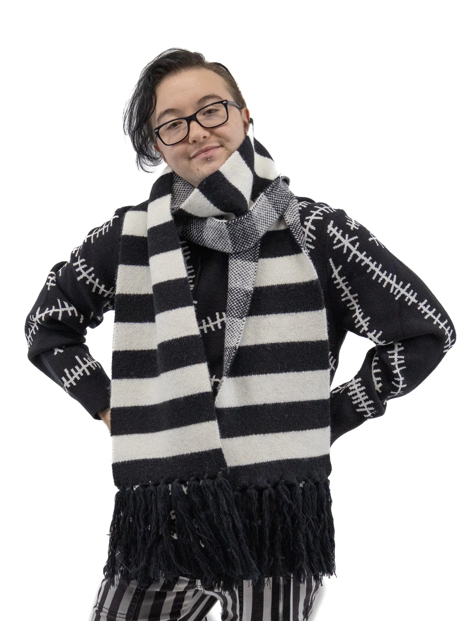 Striped Fringe Scarf FOXBLOOD