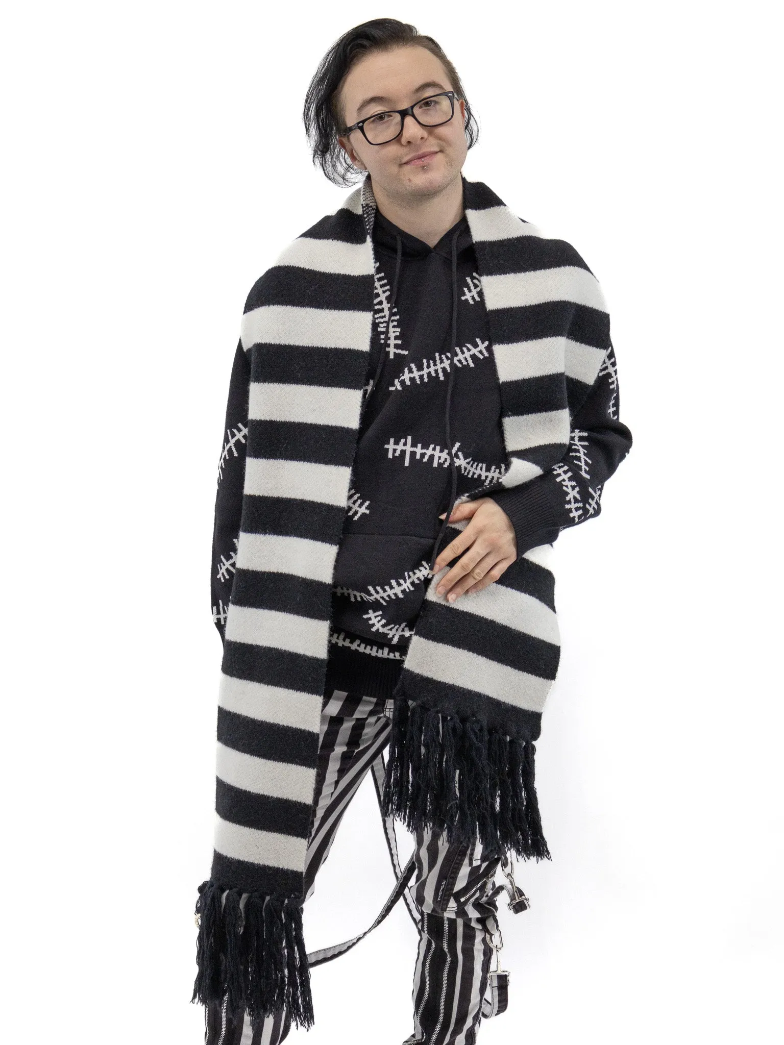 Striped Fringe Scarf FOXBLOOD