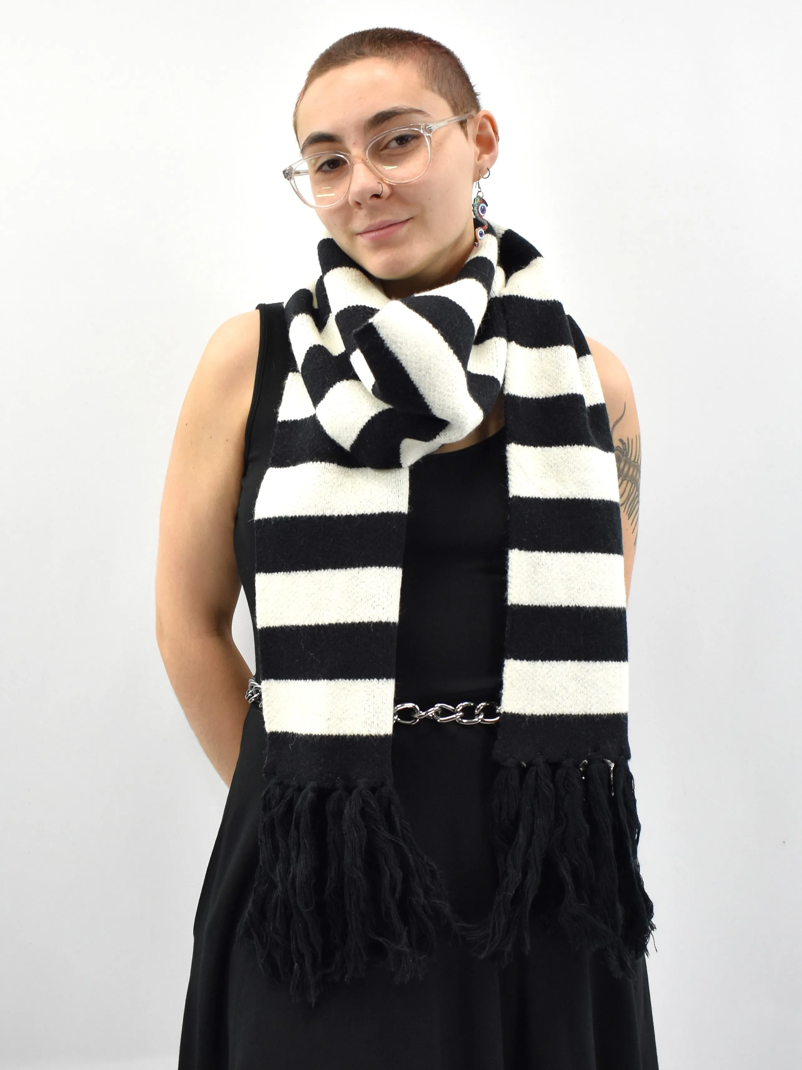 Striped Fringe Scarf FOXBLOOD