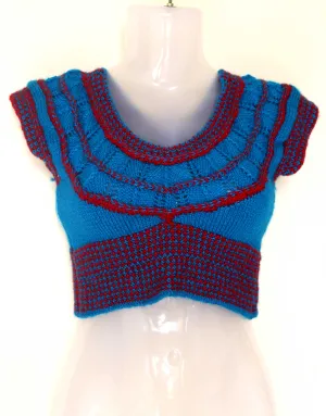 Stylish Round Neck Woolen Knitted Handmade Women Blouse - Yale & Red