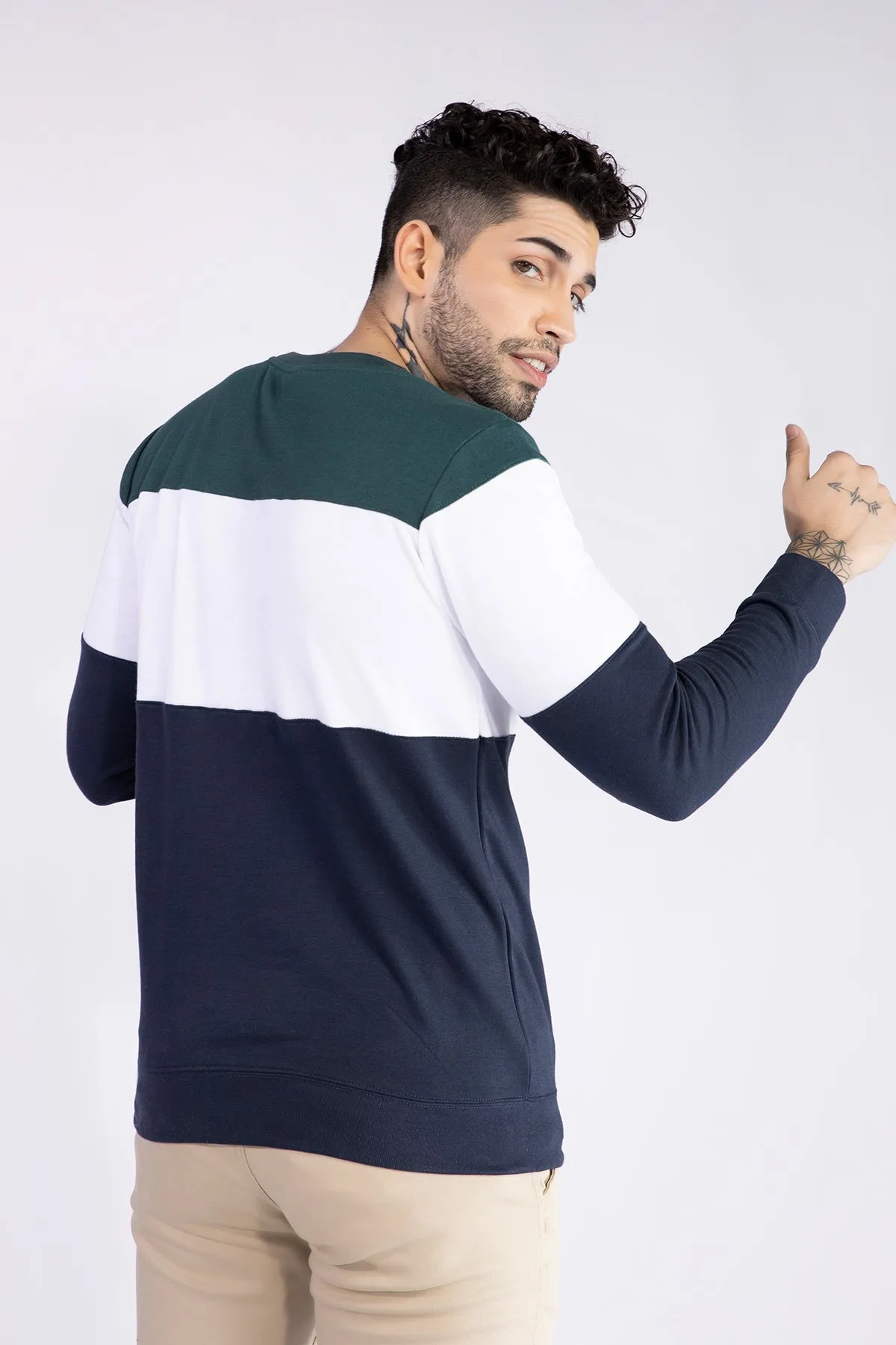 Teal Color Block Sweatshirt - W21 - MSW015R