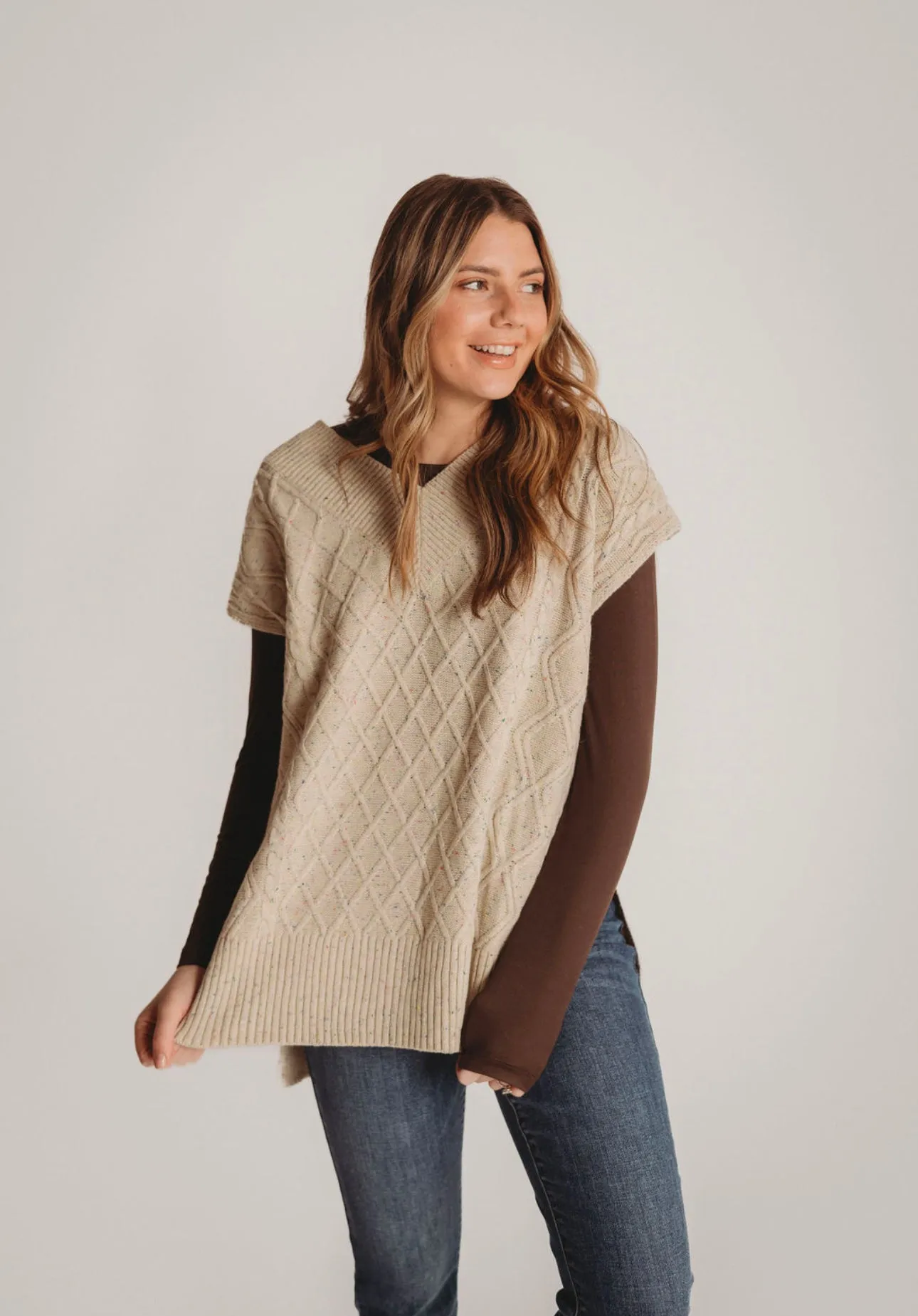 The Oversized Cable Knit Sweater Vest