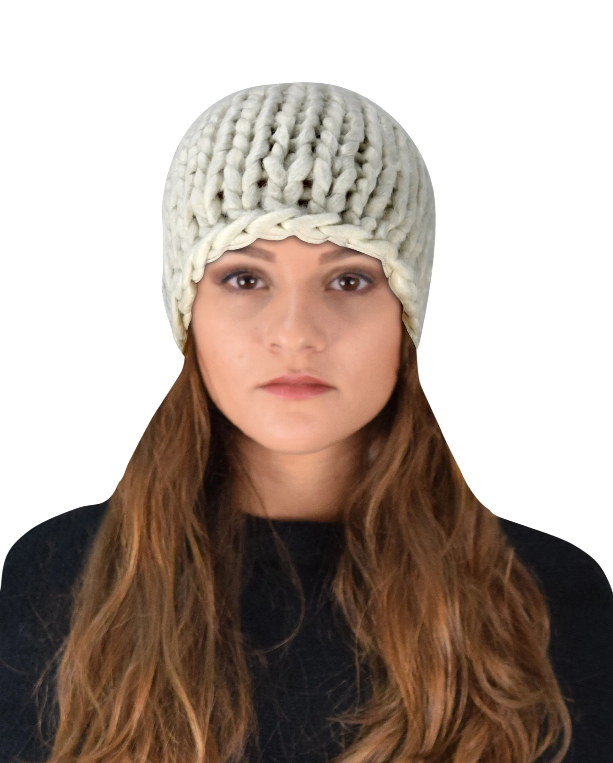 Thick Warm Soft Cable Knit Hat Beanie Slouchy Double Braid Stitch