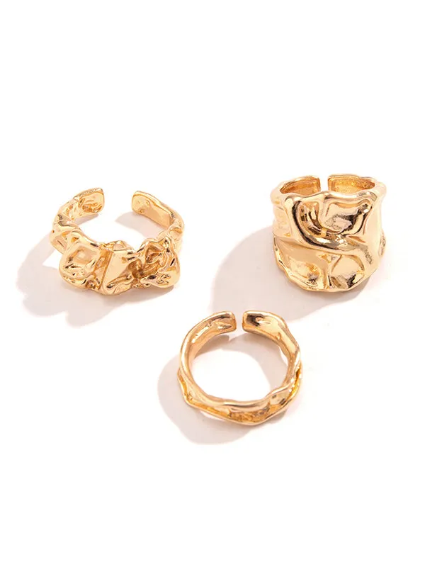 Three Pieces Geometric Solid Color Rings Accessories