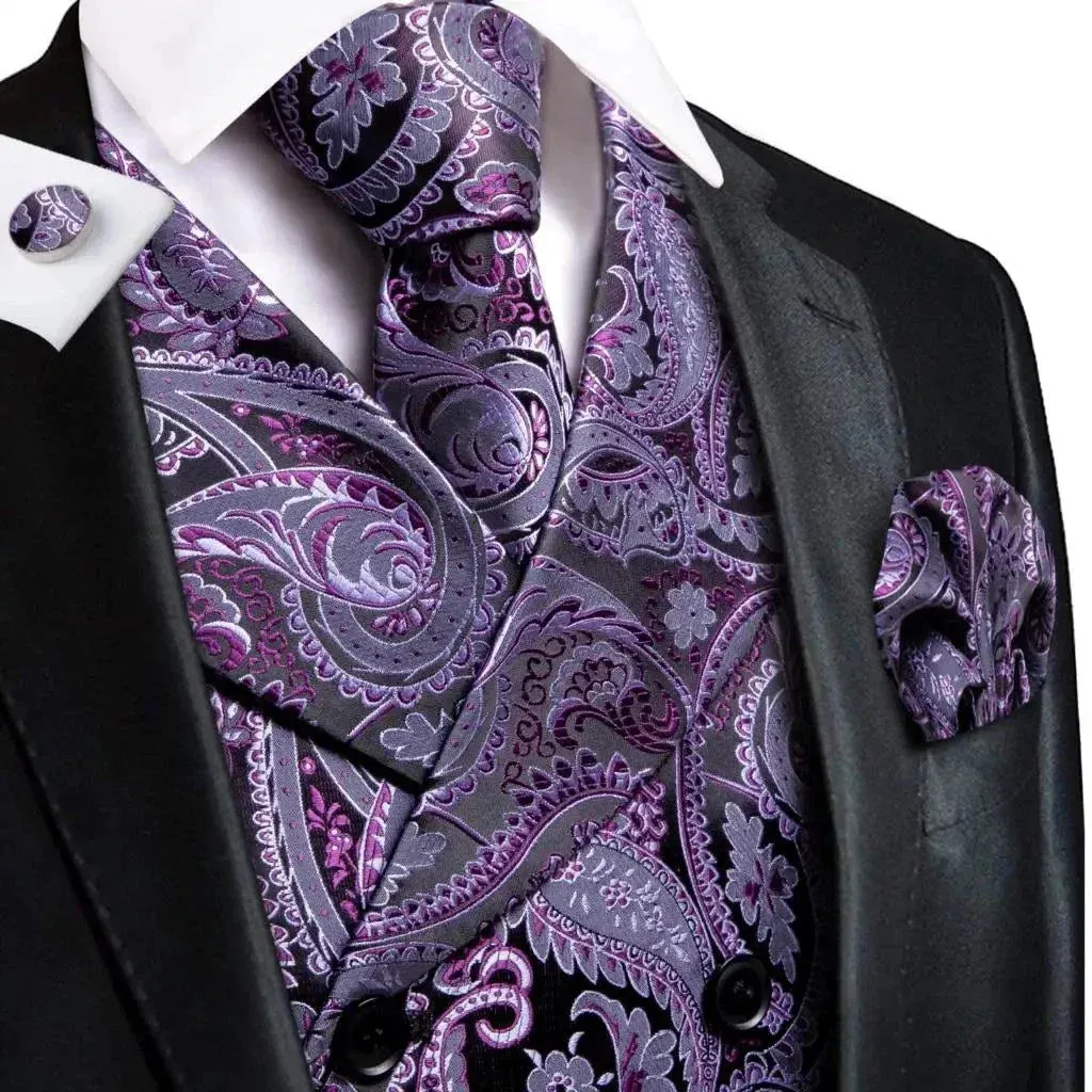 Tie Business Formal Dresses Slim Vest 4PC Necktie Hanky cufflinks