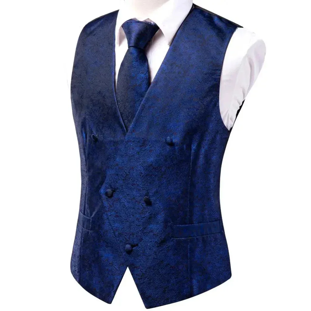 Tie Business Formal Dresses Slim Vest 4PC Necktie Hanky cufflinks