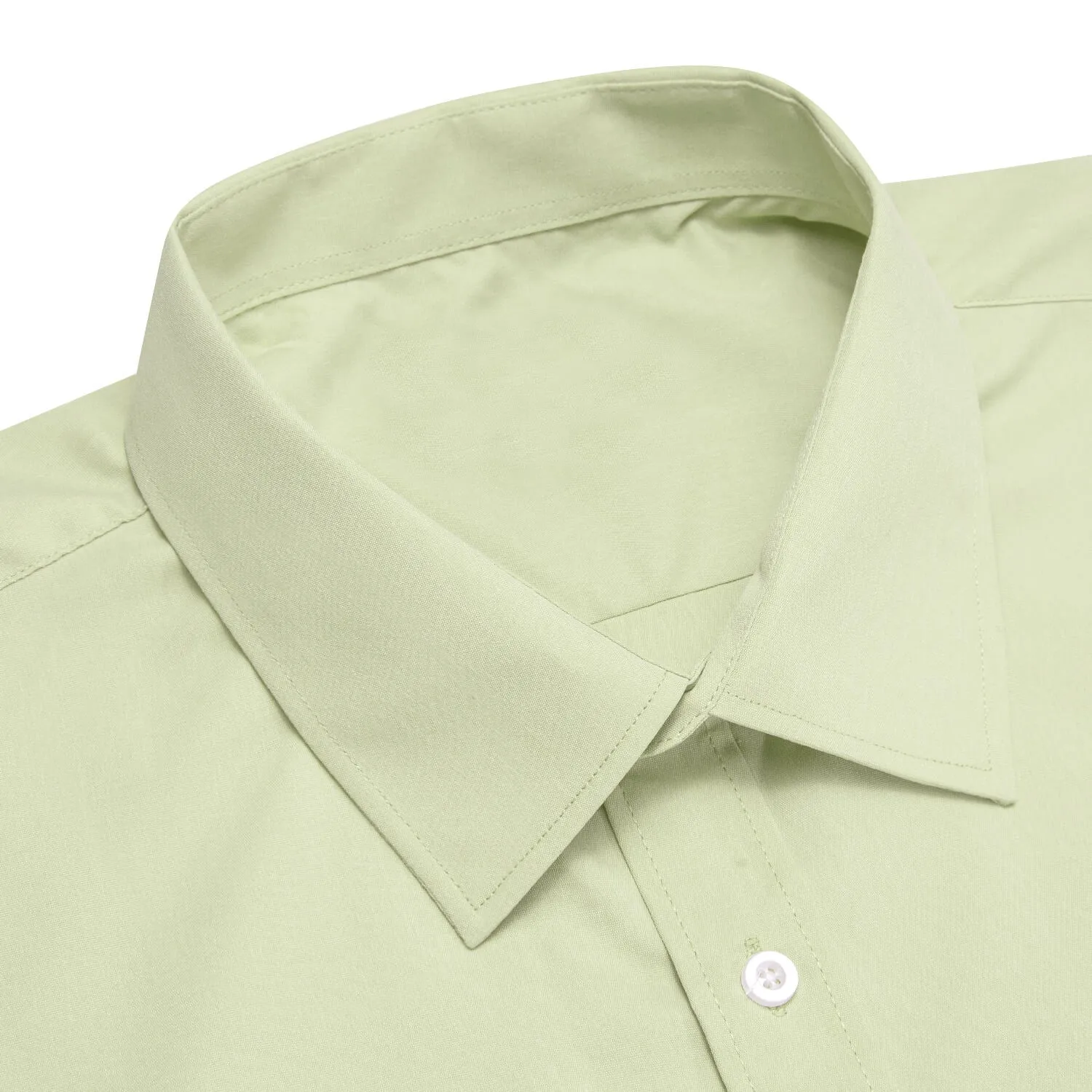 Ties2you Button Down Shirt Avocado Green Solid Silk Men's Shirt