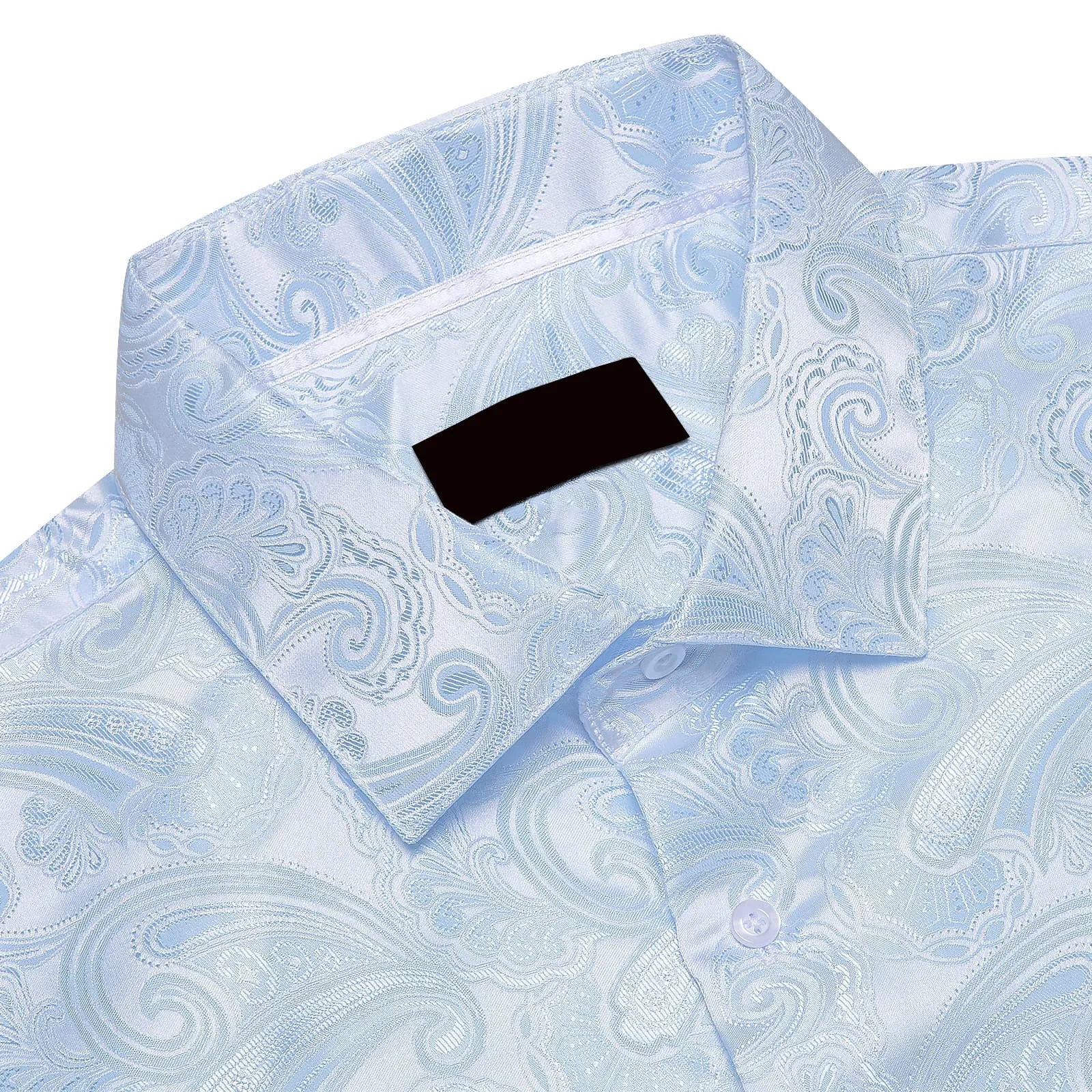 Ties2you Dress Shirt Sky Blue Floral Silk Long Sleeve Button Up Shirt for Men