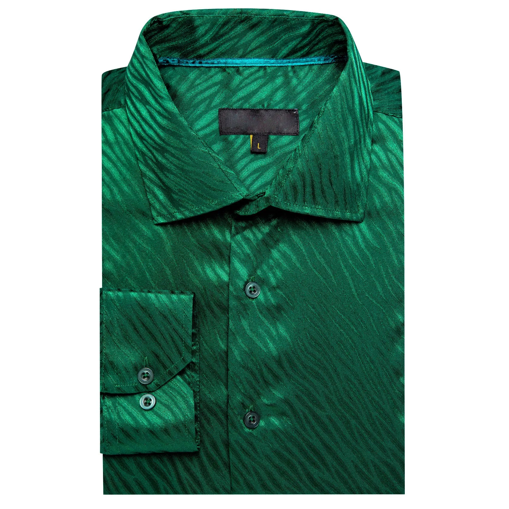 Ties2you Long Sleeve Shirt Emerald Green Novelty Silk Shirt for Men