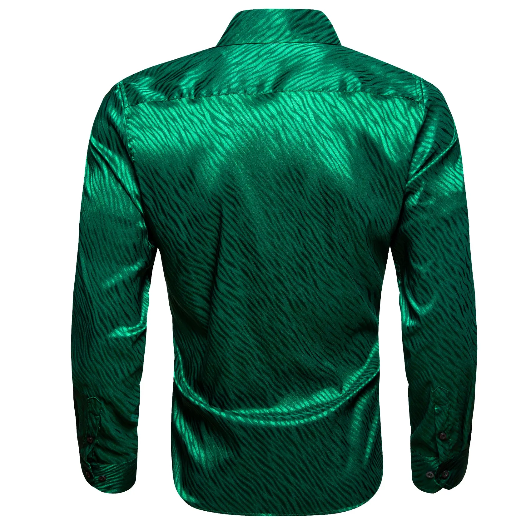 Ties2you Long Sleeve Shirt Emerald Green Novelty Silk Shirt for Men