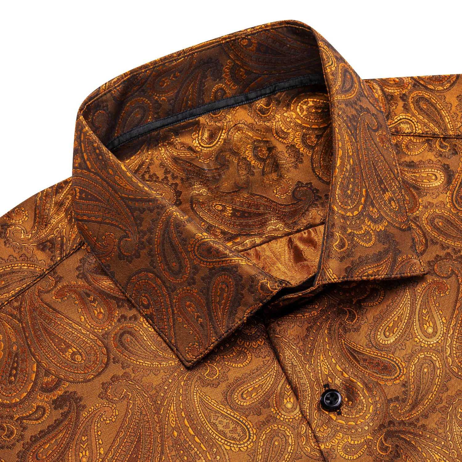 Ties2you Men's Shirt Bronze Brown Paisley Silk Button Down Shirt