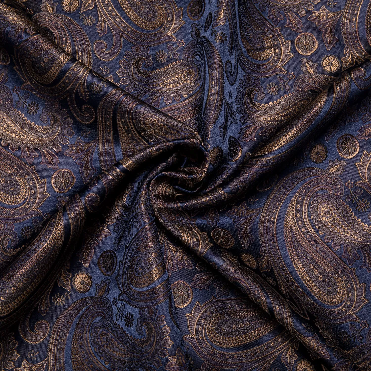 Ties2you Mens Shirt Brown Blue Jacquard Paisley Silk Dress Long Sleeve Shirt