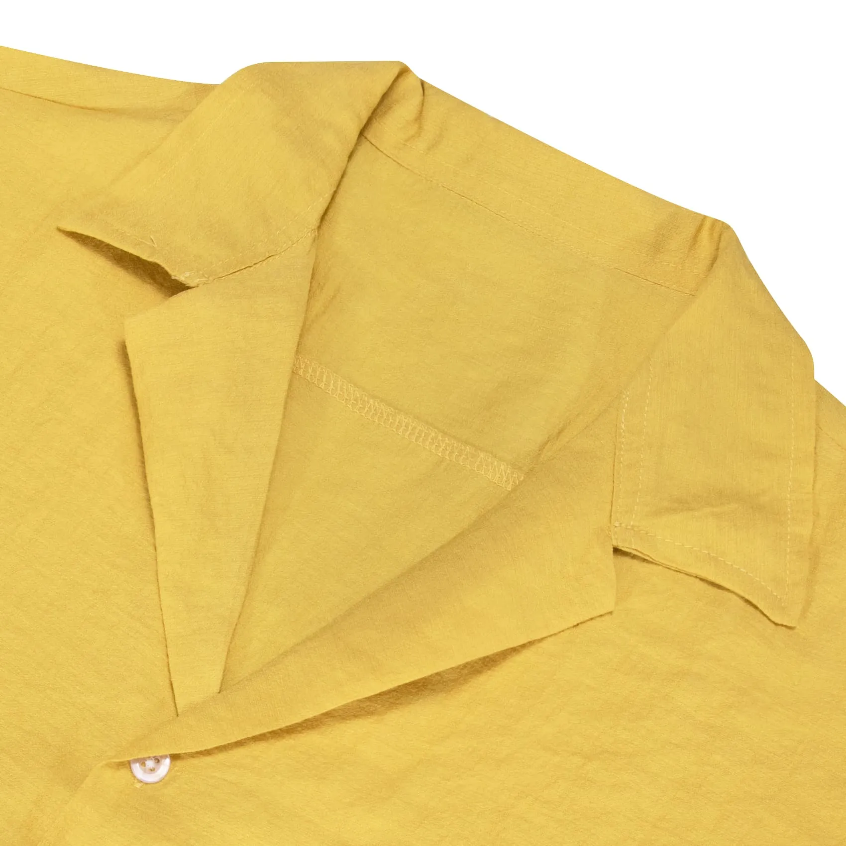 Ties2you Short Sleeve Shirt Butter Yellow Solid Men's Silk Notched Collar Button Down Shirt