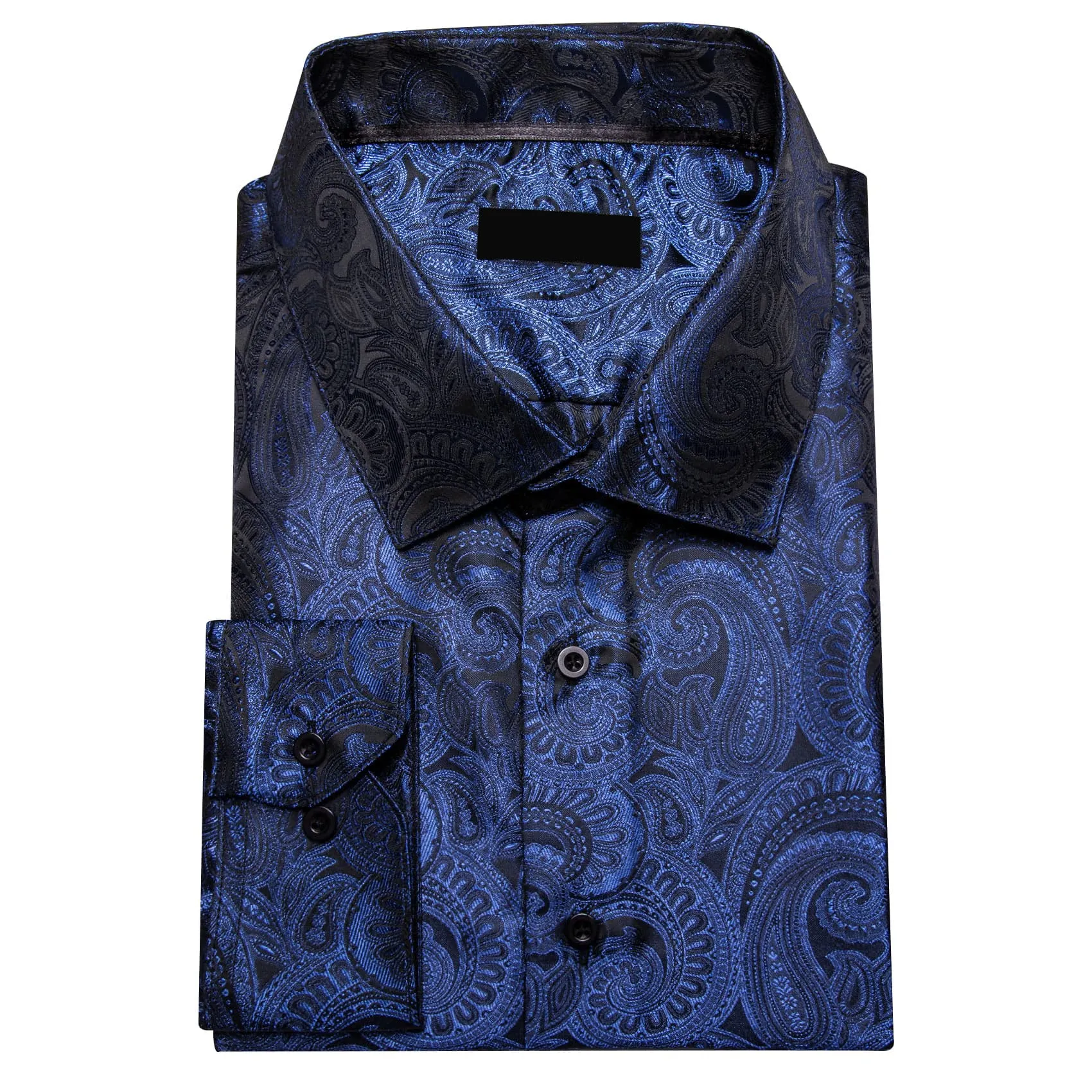 Ties2you Work Shirt Navy Blue Paisley Silk Mens Button Down Long Sleeve Dress Shirt Top