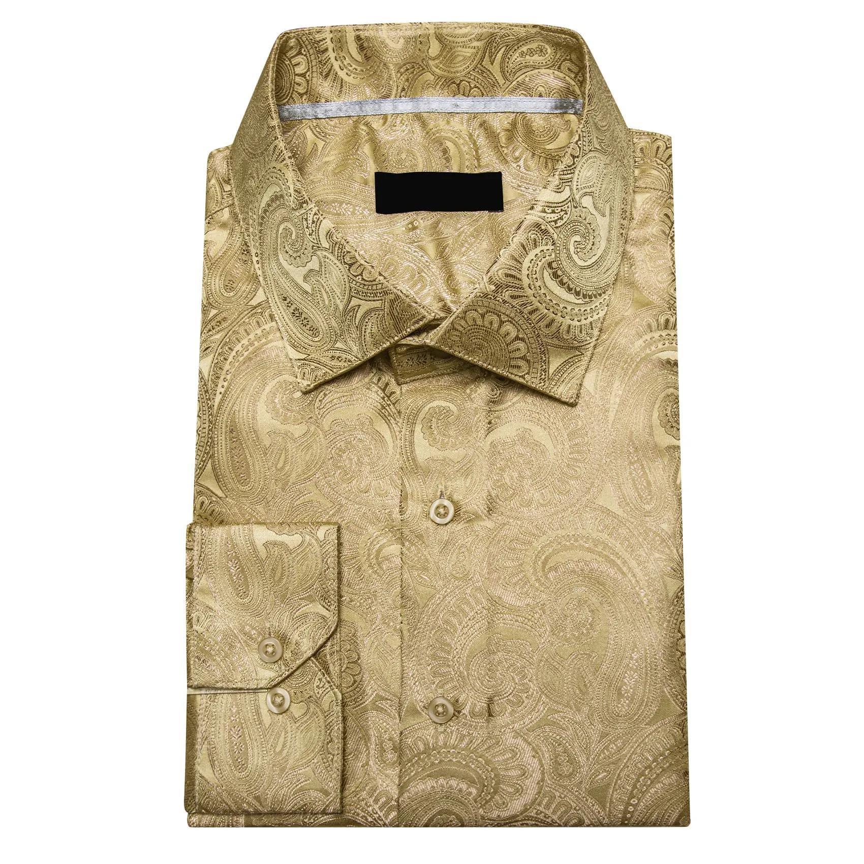 Ties2you Work Shirt Sand Yellow Paisley Silk Mens Button Down Long Sleeve Dress Shirt Top