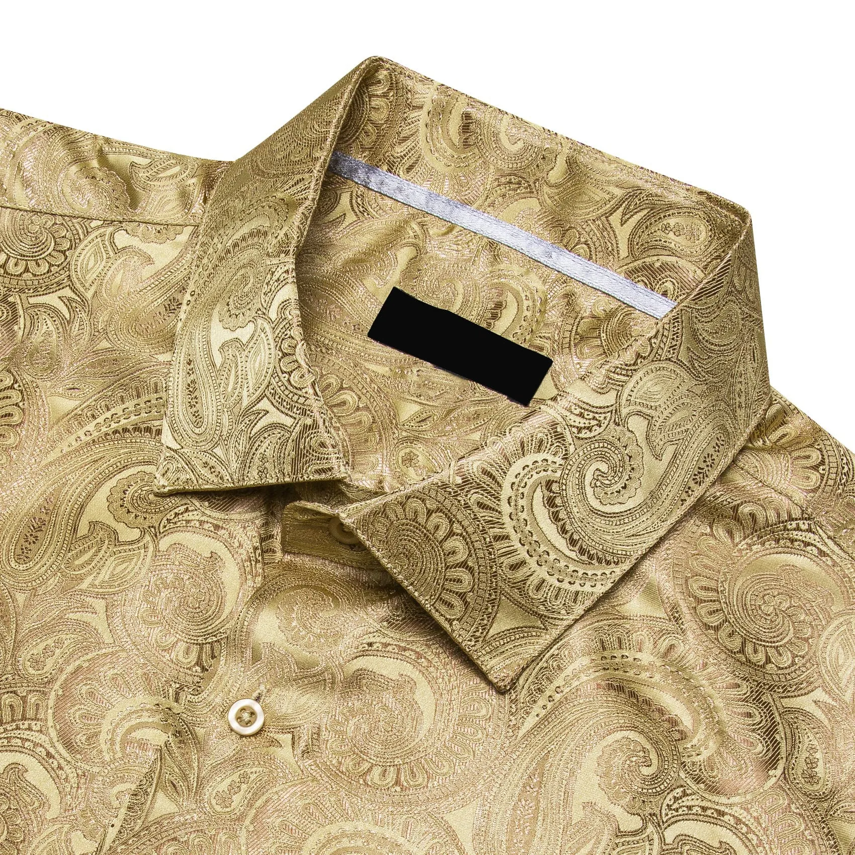 Ties2you Work Shirt Sand Yellow Paisley Silk Mens Button Down Long Sleeve Dress Shirt Top