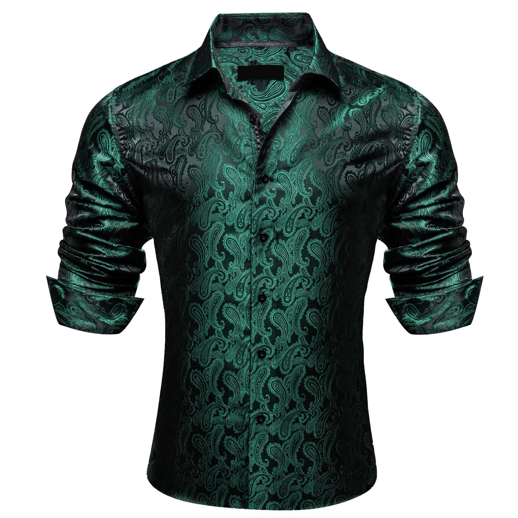 Ties2you Work Shirt Sapphire Pine Green Paisley Silk Mens Button Down Long Sleeve Dress Shirt Top