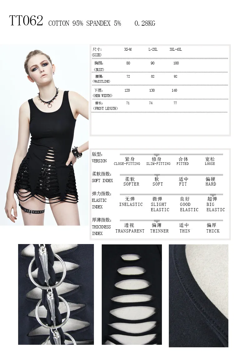 TT062 Summer daily wear centipede back hollow out punk women black halter vest