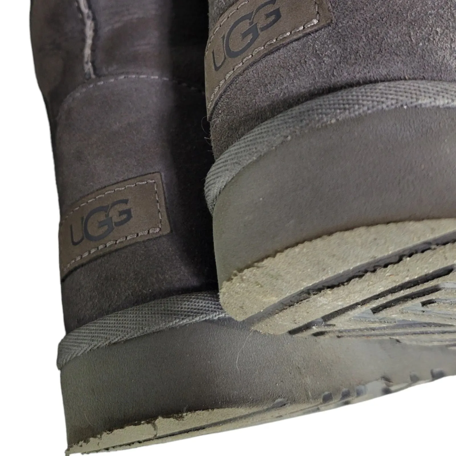 UGG Classic Tall Boots II Grey Suede Shearling Sheepskin Fur Flat Comfort Size 8