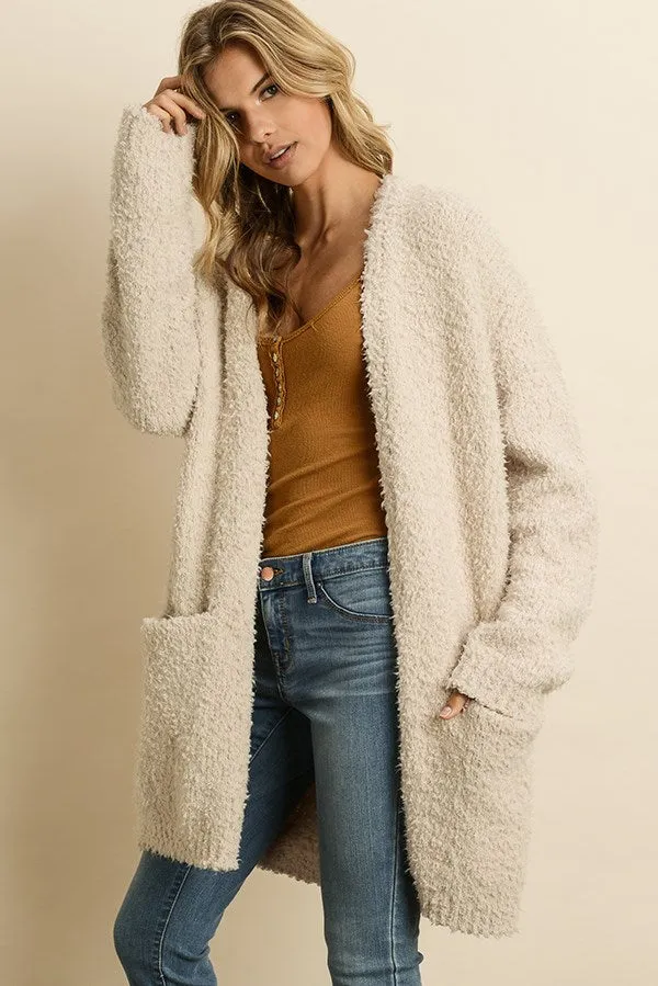 Ultra soft teddy cardigan sweater