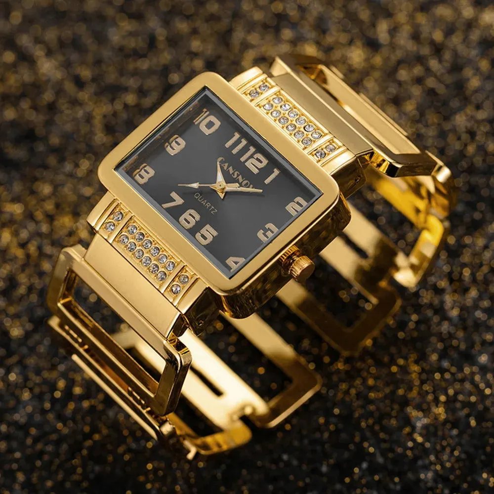 UTHAI W112 Fashion Women's Watch Luxury Ladies Gold Silver Bracelet Watches Exquisite Personality Rectangle dial Clock Gift