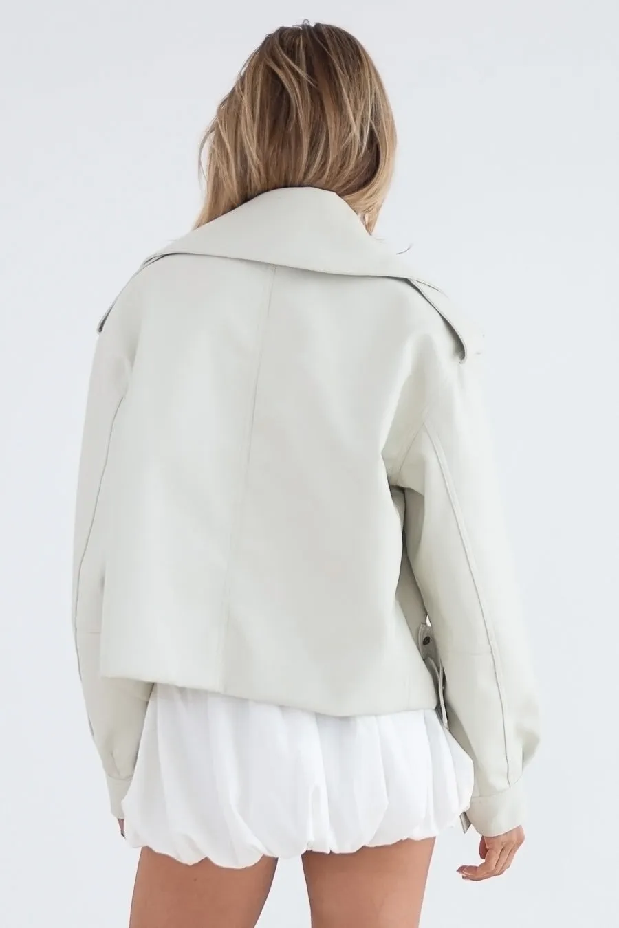 Vegan Leather Jacket - Off White