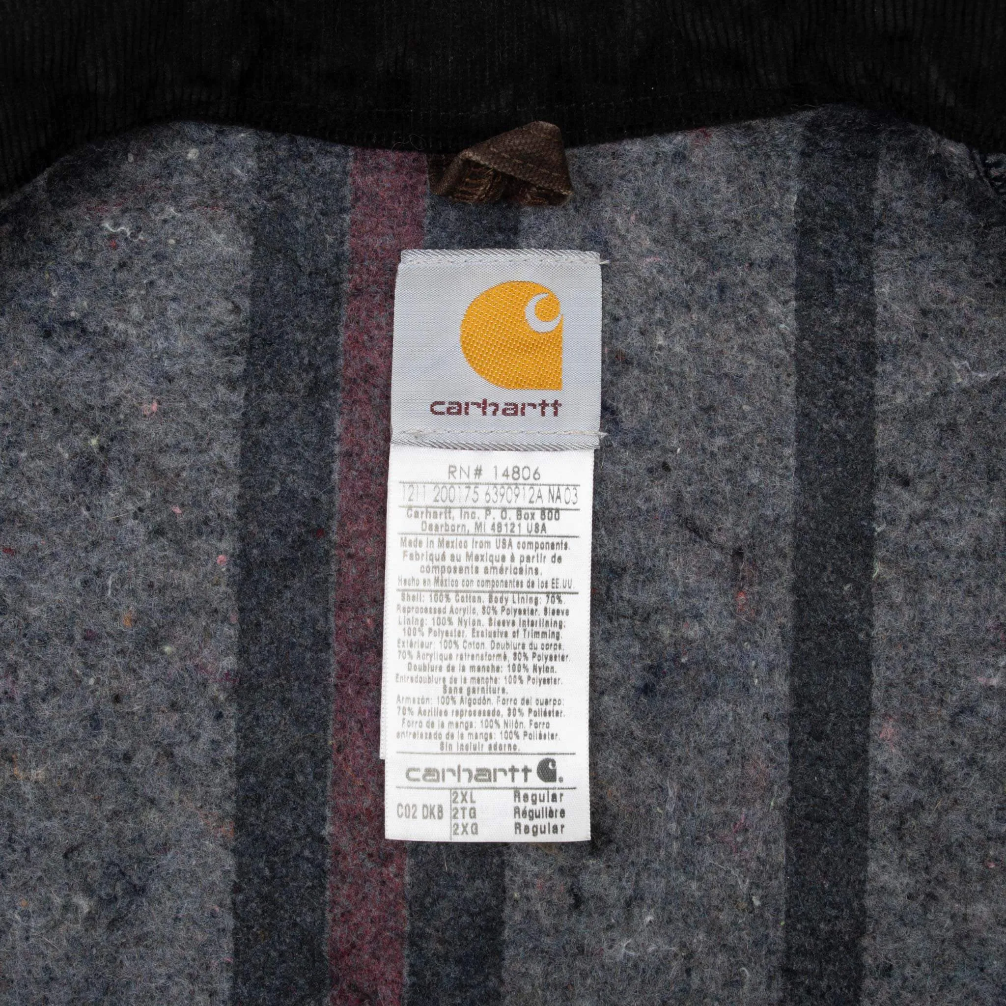 VINTAGE CARHARTT MICHIGAN BLANKET LINED DARK BROWN JACKET C02DKB 2000S SIZE 2XL