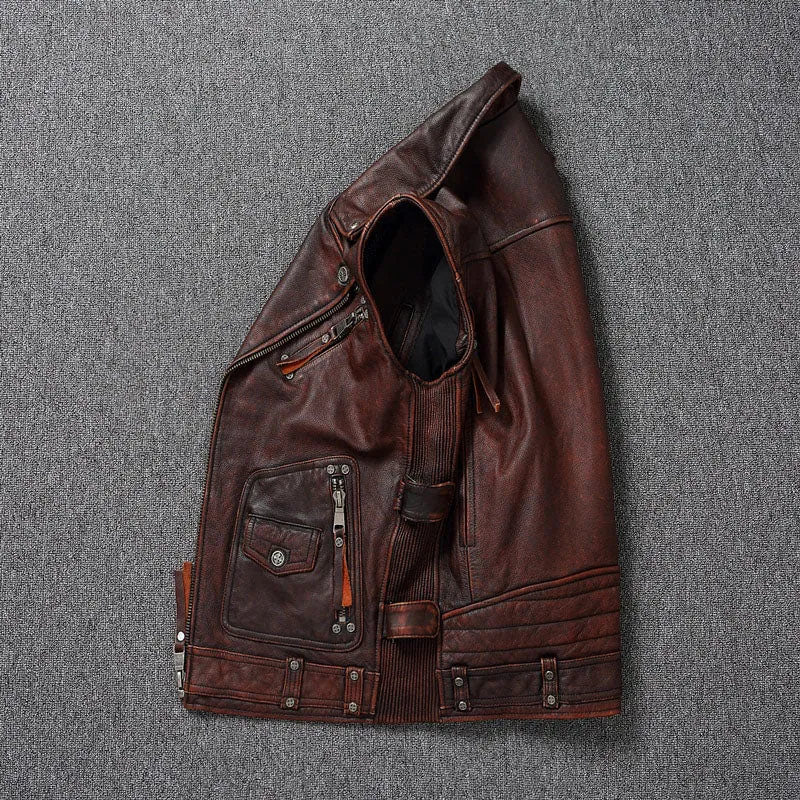 Vintage Layered Motorcycle Vest