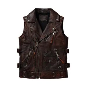 Vintage Layered Motorcycle Vest