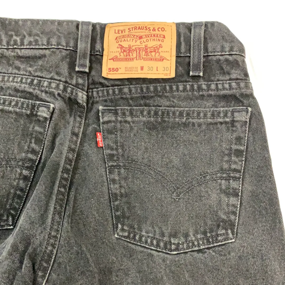 Vintage Levi’s denim 550 Dark Grey Jeans - 30in